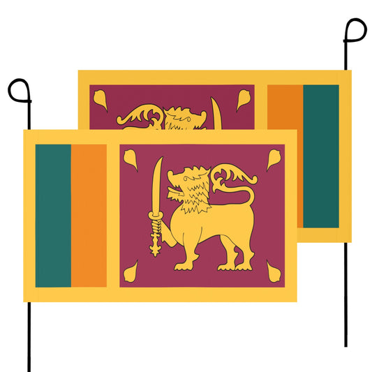 Two Sri Lanka flags by Luv My Flag, colorful design.