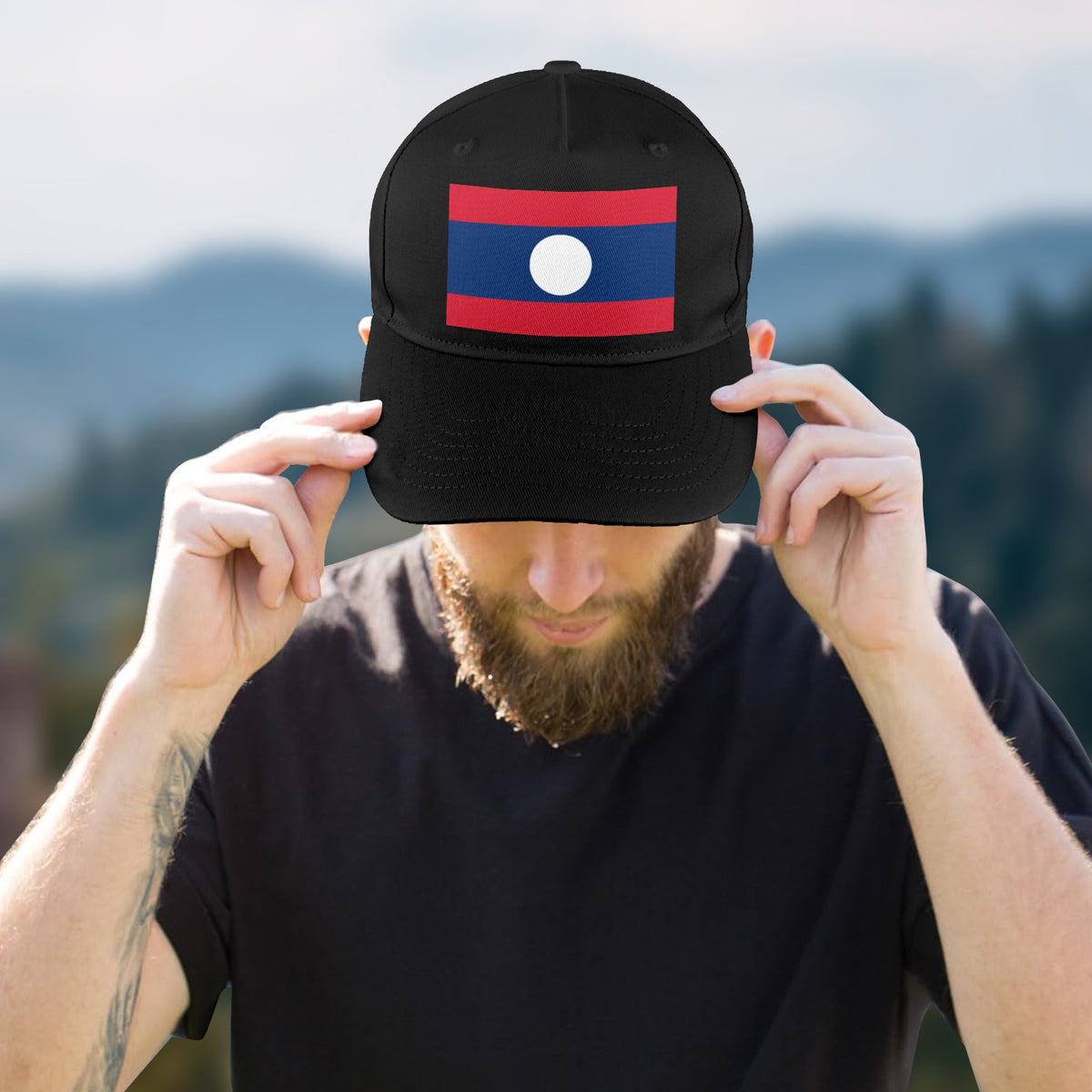 Laos Flag Inspired Baseball Cap | Printed in the USA