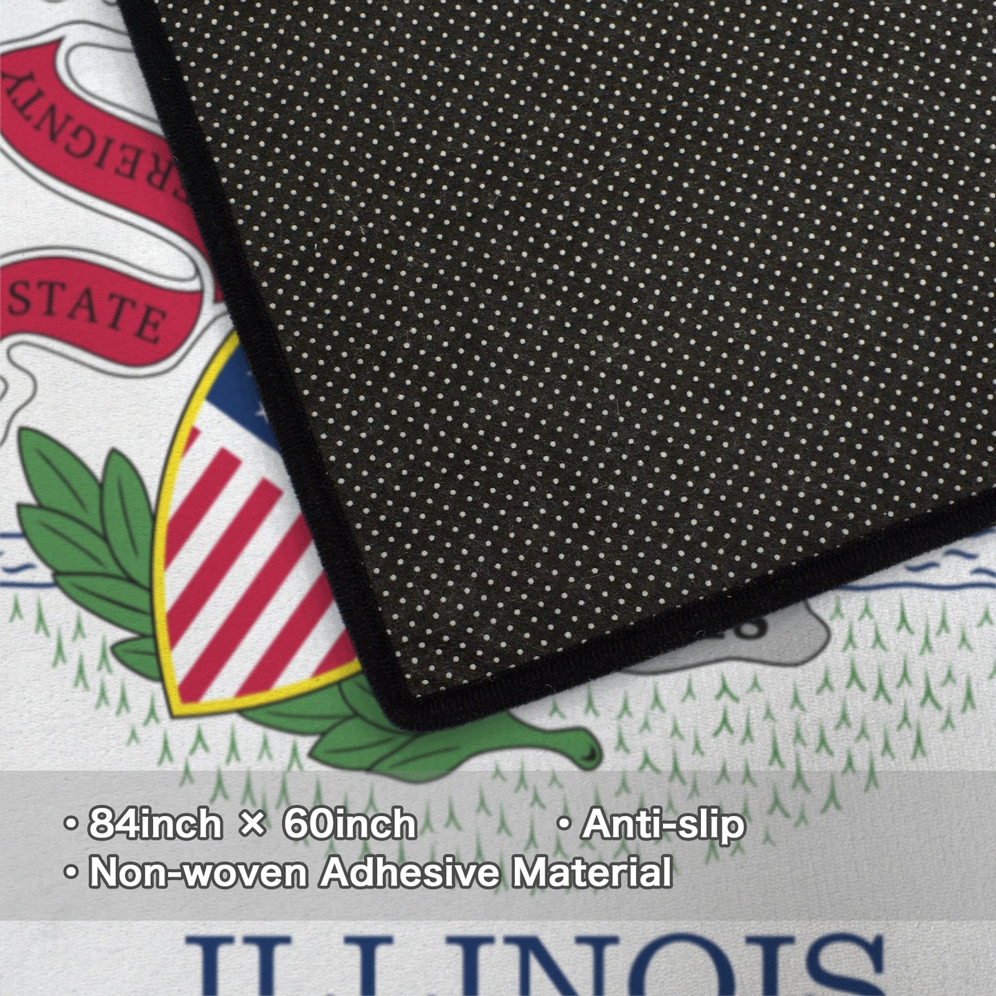 Illinois Flag Inspired 84x60 Inch Area Rug with Black Binding (Made in the USA)