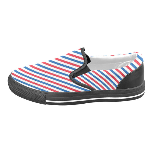 USA/American Flag Inspired Striped Pattern Men's Slip-on Canvas Shoes
