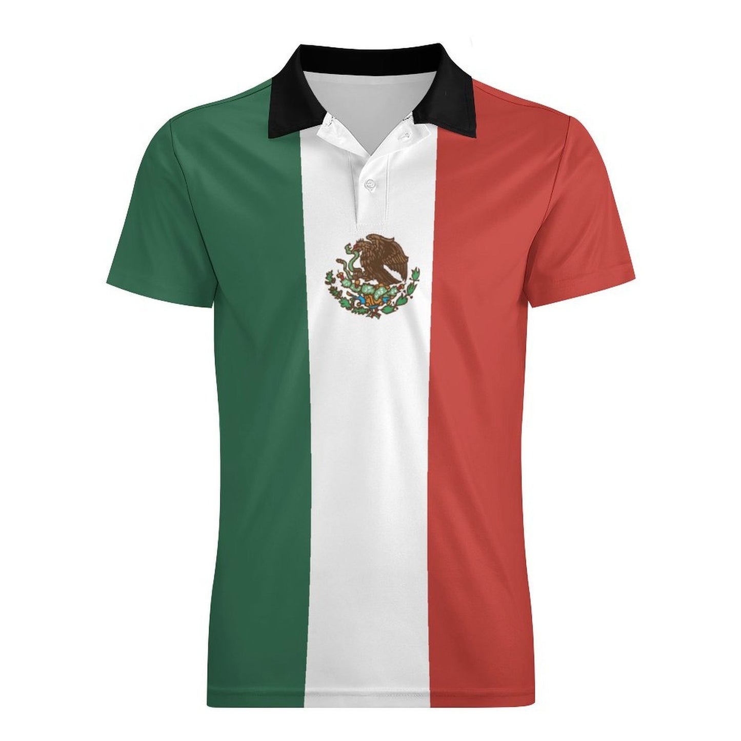 Mexico Flag Inspired Men's Premium Ice Silk Polo Shirt