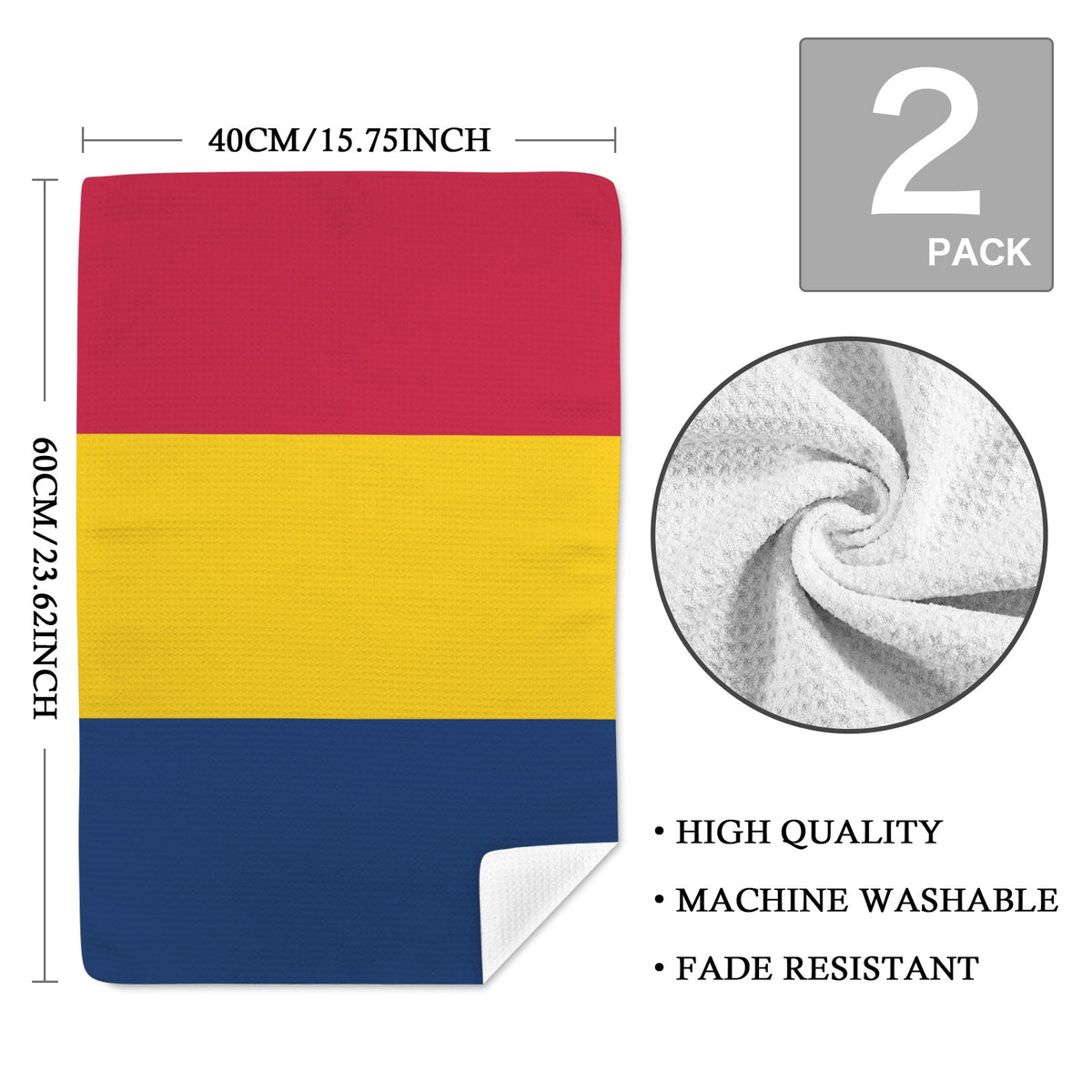 Chad Flag Inspired Kitchen Towel 40X60cm (Pack of 2) | Printed In the USA
