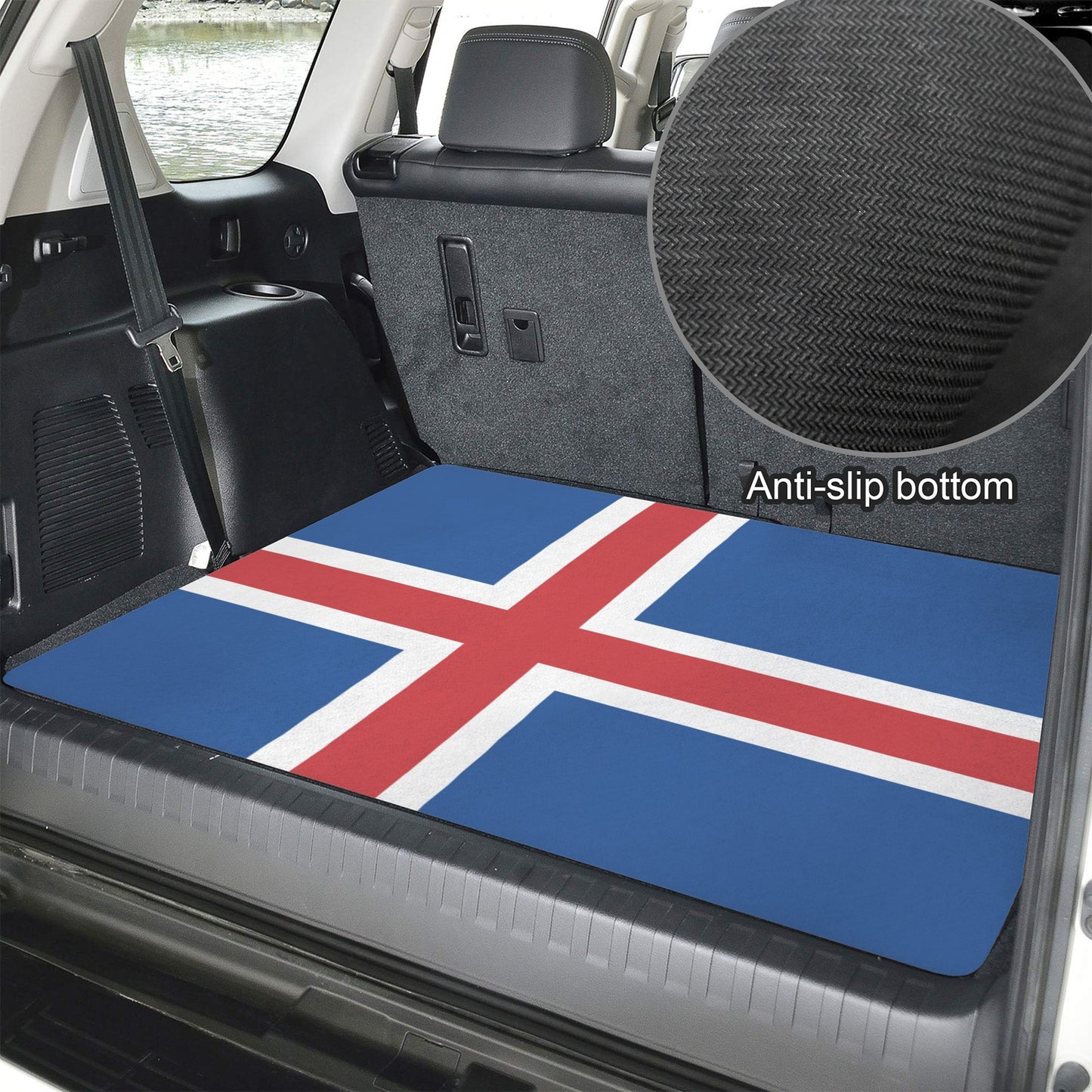 Iceland Flag Inspired Car Trunk Mat 100 × 75 cm / 39.4 × 30 in Printed in the USA