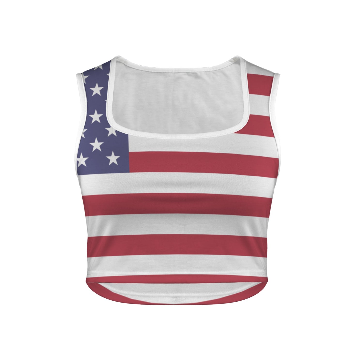 USA/American Flag Inspired Square Neck Crop Tank Tops