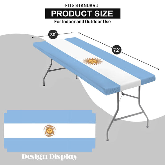 Argentina Flag Inspired Custom Elastic Fitted Tablecloth 72x30 inch (Made in the USA)