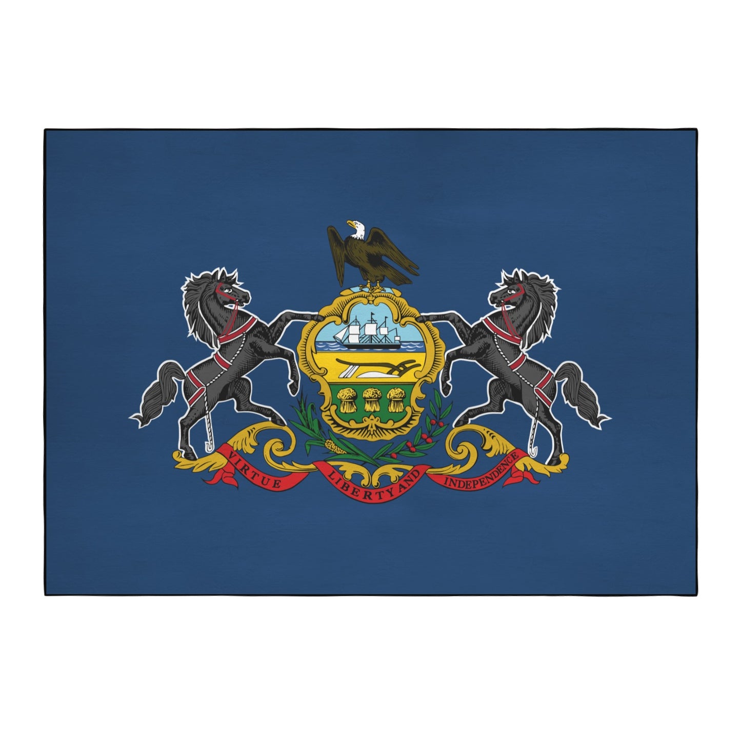 Pennsylvania Flag Inspired 84x60 Inch Area Rug with Black Binding (Made in the USA)