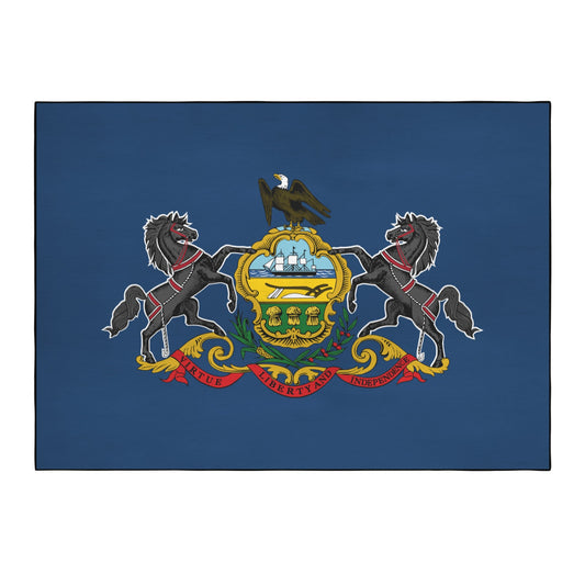 Pennsylvania Flag Inspired 84x60 Inch Area Rug with Black Binding (Made in the USA)