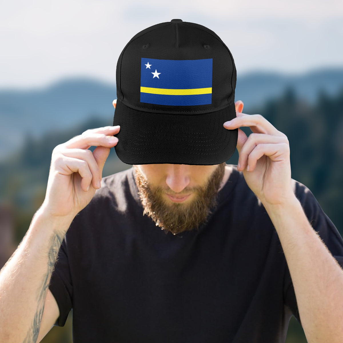 Curacao Flag Inspired Baseball Cap | Printed in the  USA