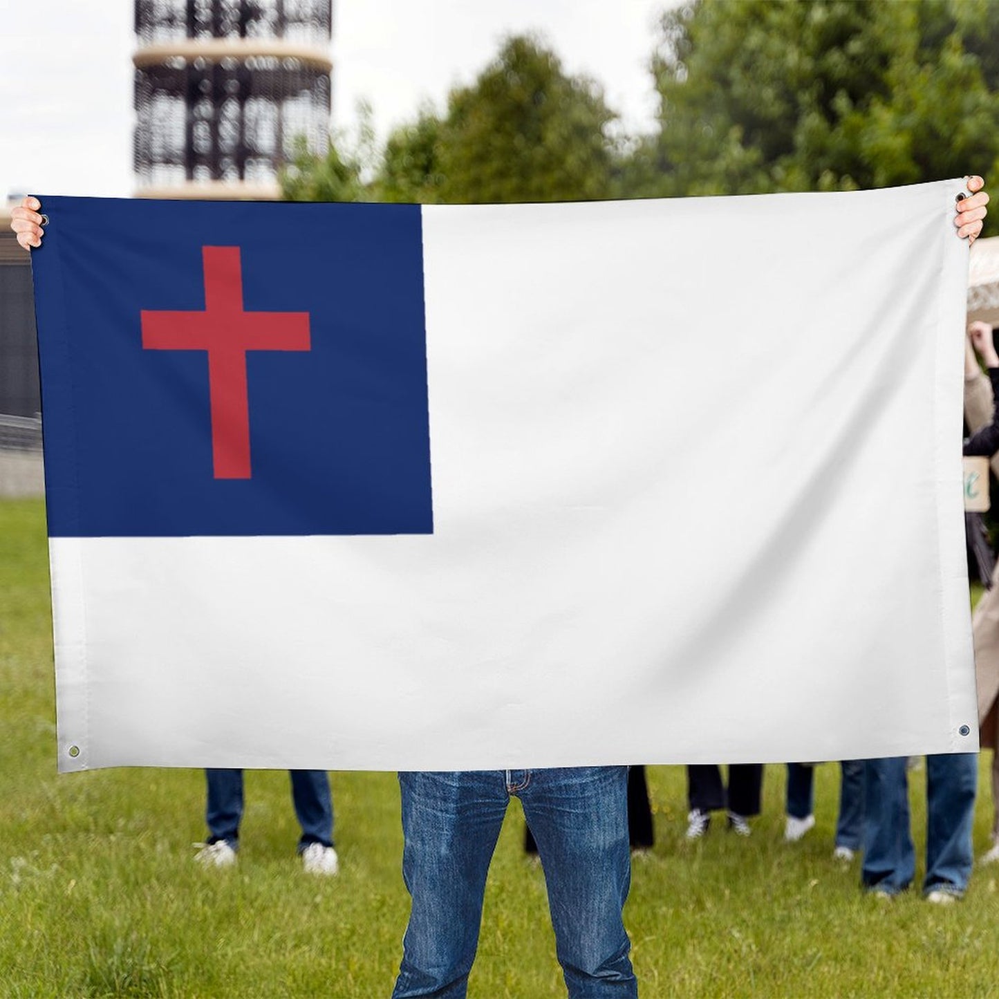 Christian Flag Inspired Wall Mount Flag with Four Grommets (35x59 in)