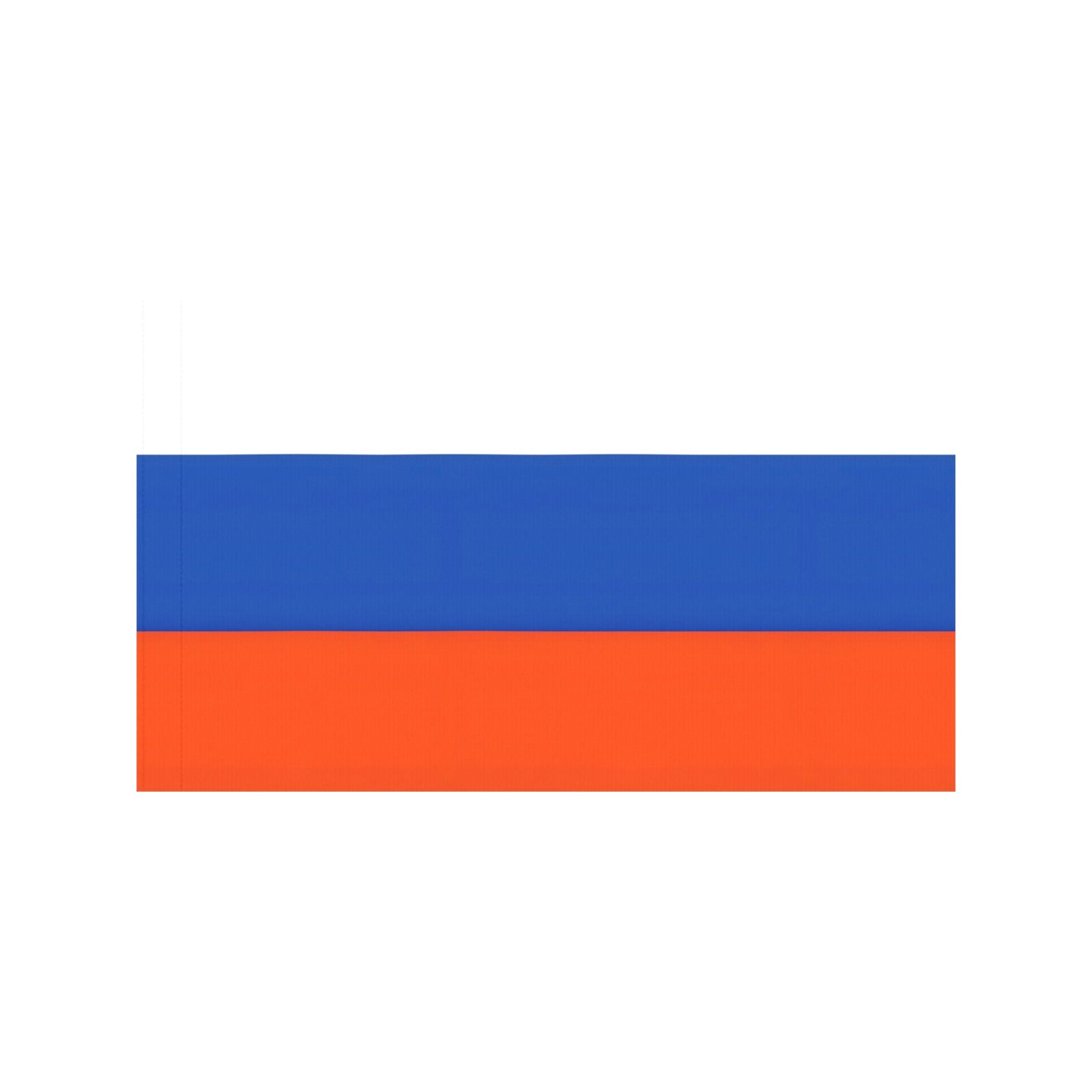 "Luv My Flag: horizontal blue, orange, and white stripes."