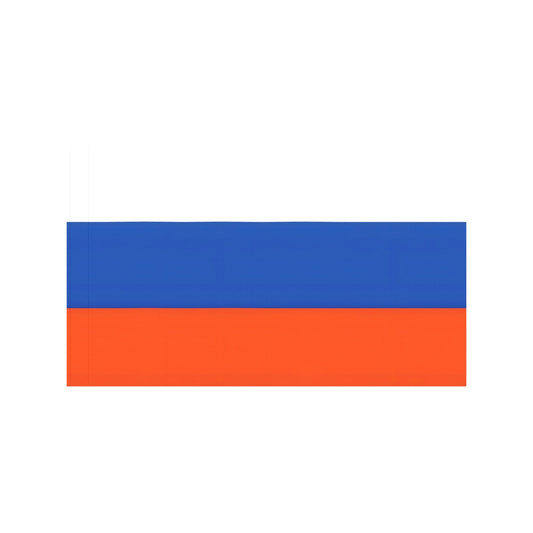 "Luv My Flag: horizontal blue, orange, and white stripes."