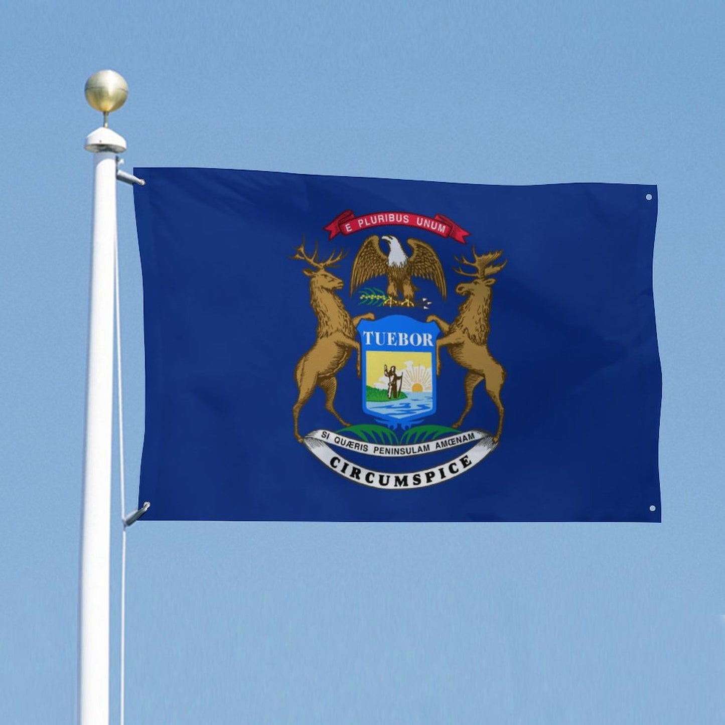 Michigan Flag Inspired Wall Mount Flag with Four Grommets (35x59 in)