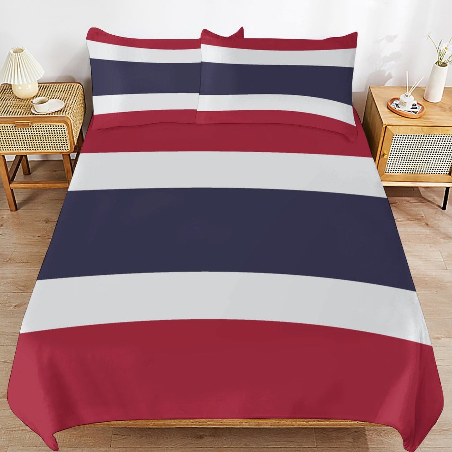 Thailand Flag Inspired 3-Piece Bedding Set (1 Duvet Cover + 2 Pillow Shams) – 102"×90"