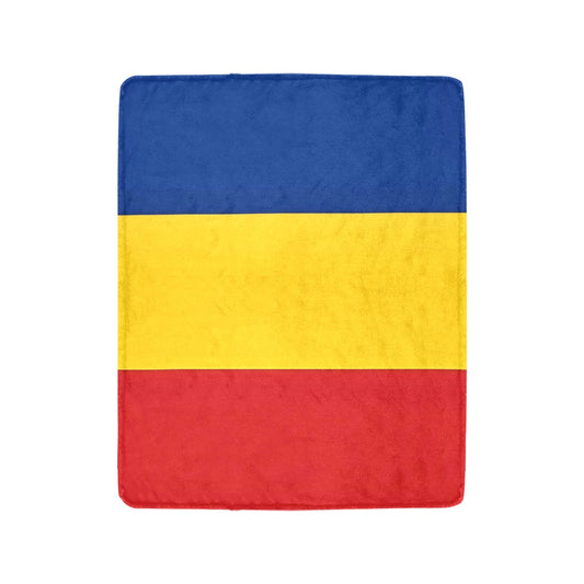 Luv My Flag blanket featuring blue, yellow, red stripes.