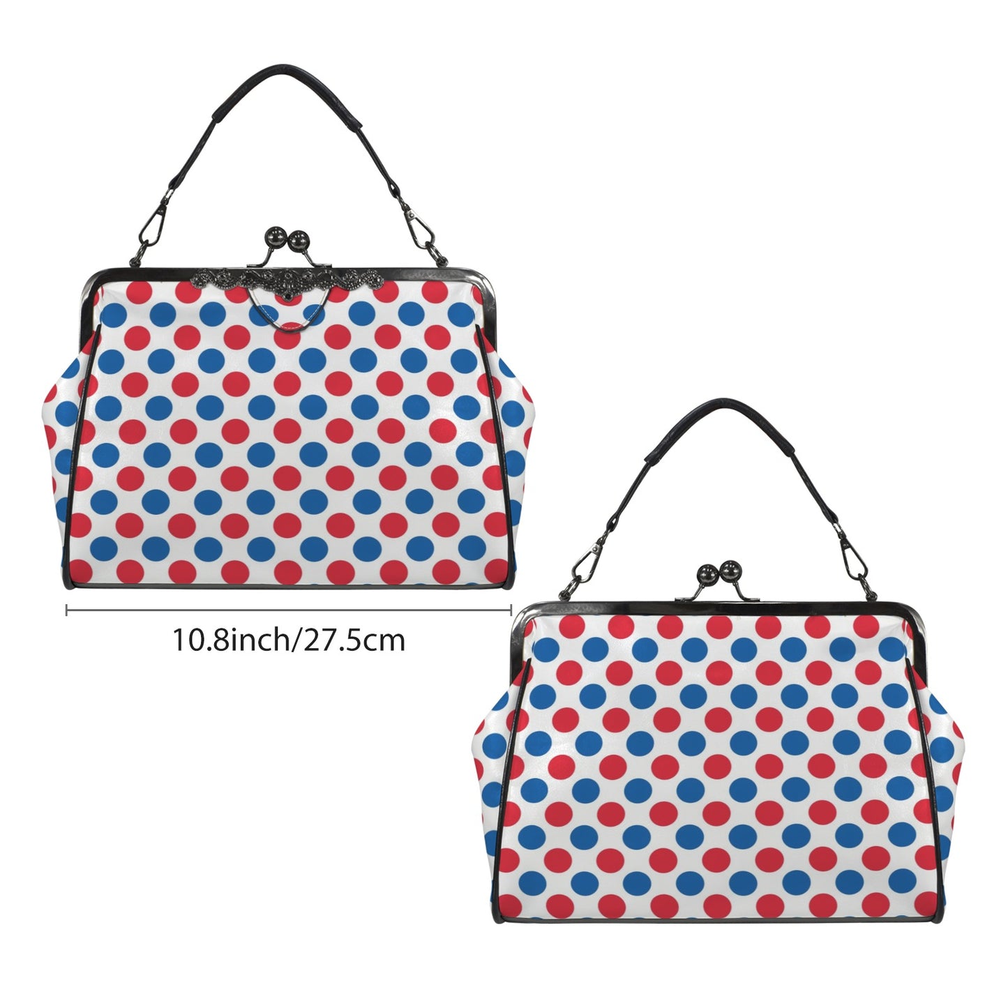 USA/American Flag Inspired Polka Dot Pattern Kisslock Crossbody Shoulder Bag