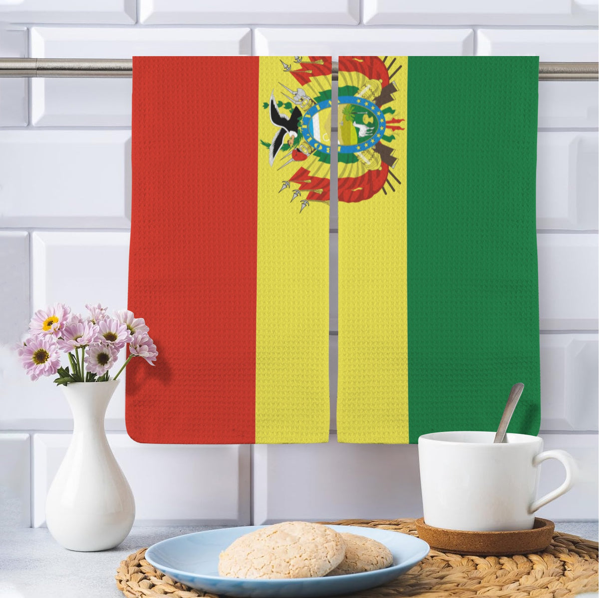 Bolivia Flag Inspired Kitchen Towel 40X60cm (Pack of 2) | Printed In the USA
