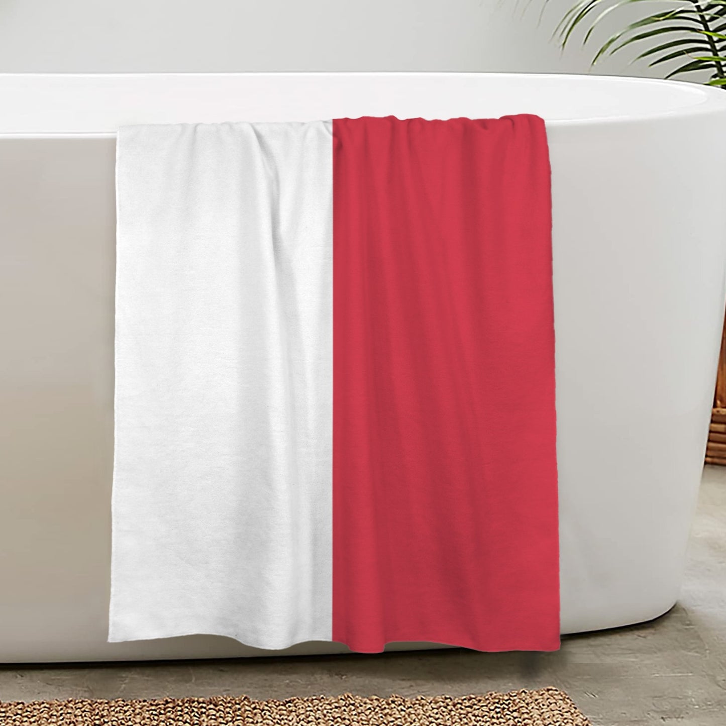 Monaco Flag Inspired Custom Bath Towel 29"x58"(Made in USA)