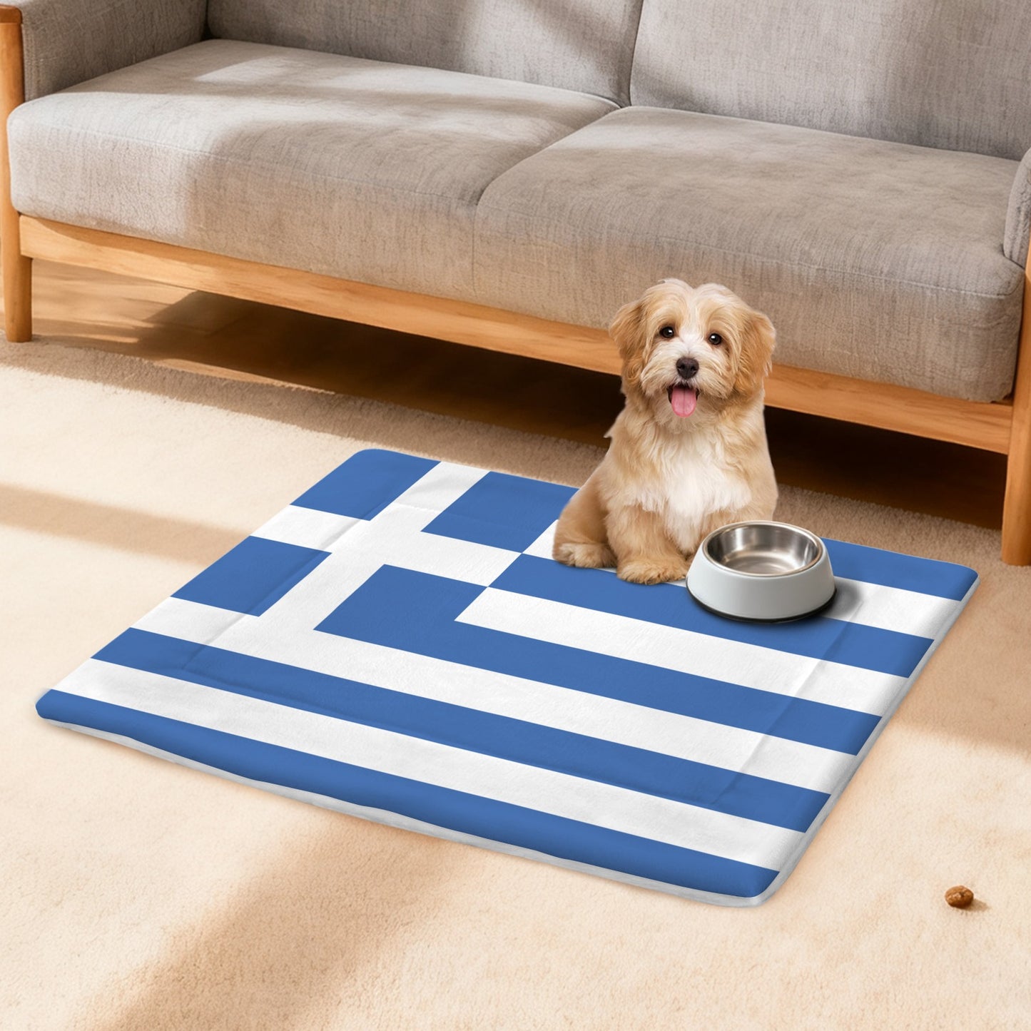 Greece Flag Inspired Pet Mat 25x18inch (Made in the USA)