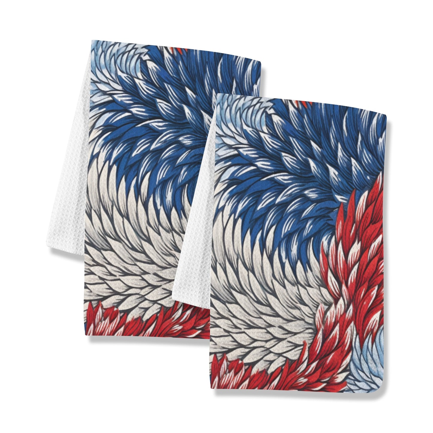 USA/American Flag Inspired Red White & Blue Floral Pattern Kitchen Towel 40X60cm (Pack of 2) (Made in the USA)