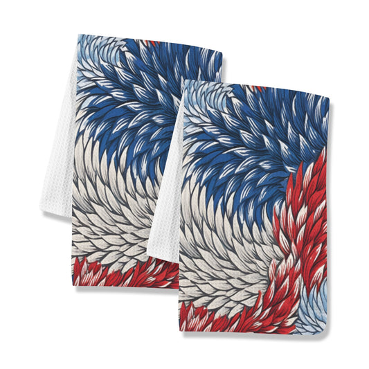 USA/American Flag Inspired Red White & Blue Floral Pattern Kitchen Towel 40X60cm (Pack of 2) (Made in the USA)