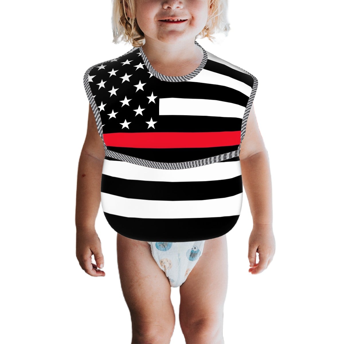 Thin Red Line Flag Inspired Baby Bib