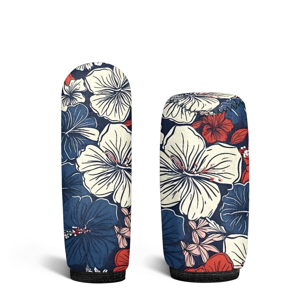 USA/American Flag Inspired Hawaiian Floral Pattern Gear Lever Cover+Hand Brake Cover