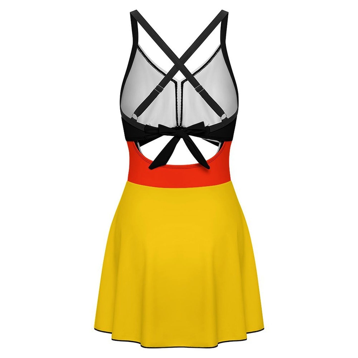 Germany Flag Inspired Women's V-neck One-piece Swimsuit with Cutout