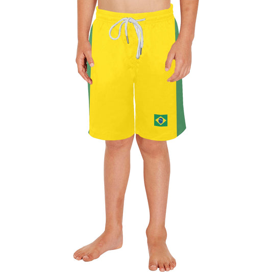 Brazil Flag Inspired Boys Beach Shorts