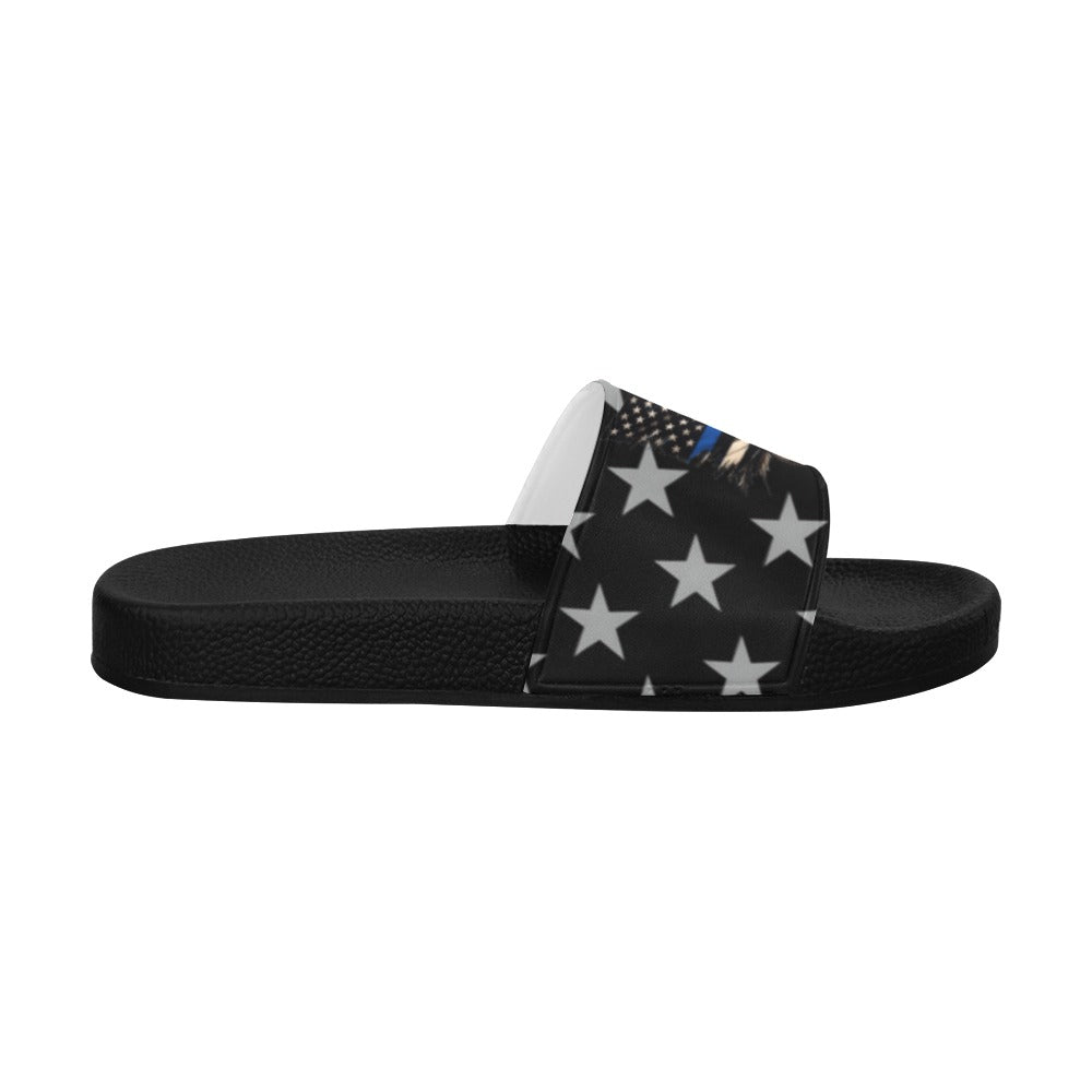 Thin Blue Line Flag Inspired Snake Women's Slide Sandals