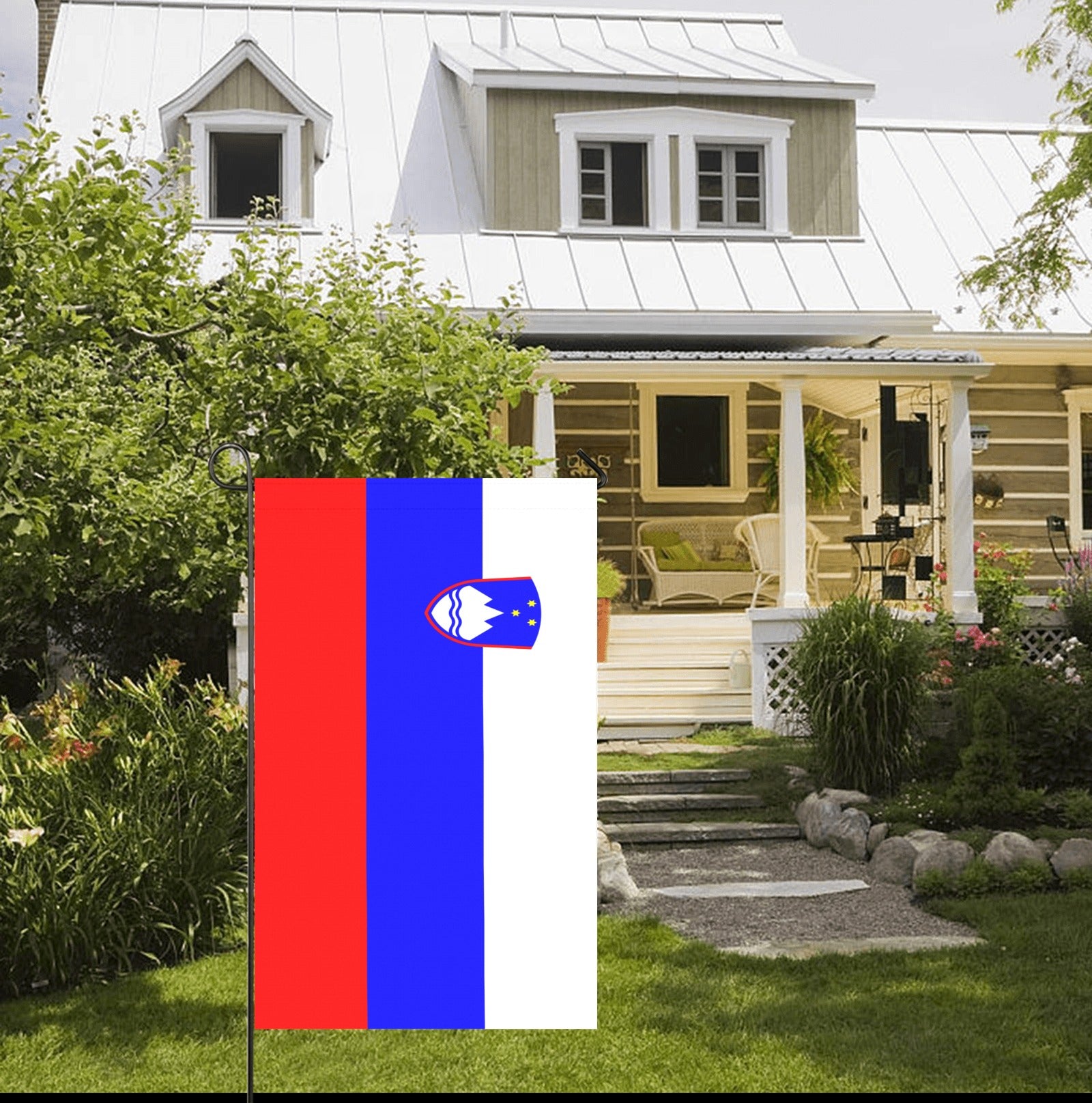 Front yard with Slovenia flag by Luv My Flag.