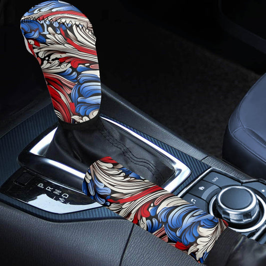 USA/American Flag Inspired Floral Pattern Gear Lever Cover+Hand Brake Cover
