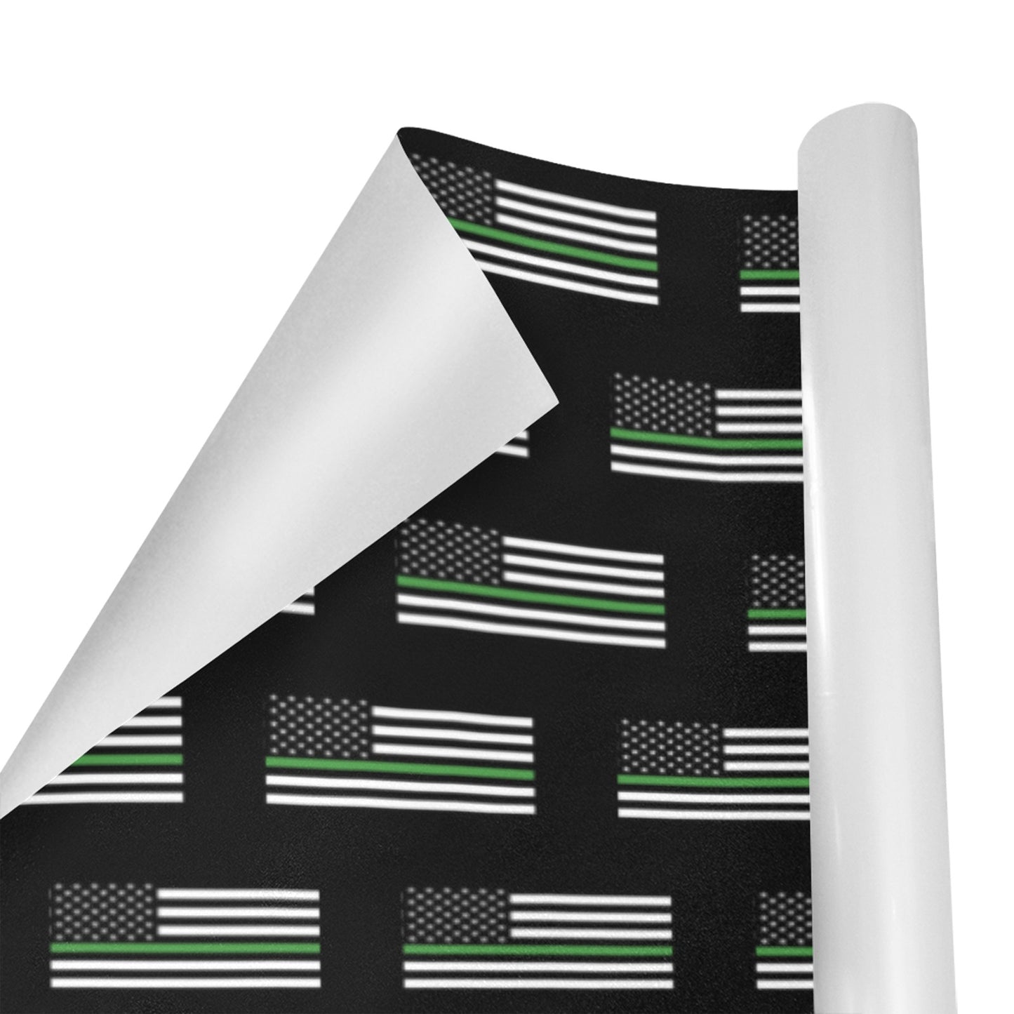 Thin Green Line Flag Inspired Custom Gift Wrapping Paper 58"x 22.5" (4 Rolls)