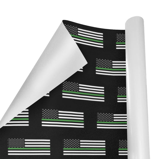 Thin Green Line Flag Inspired Custom Gift Wrapping Paper 58"x 22.5" (4 Rolls)