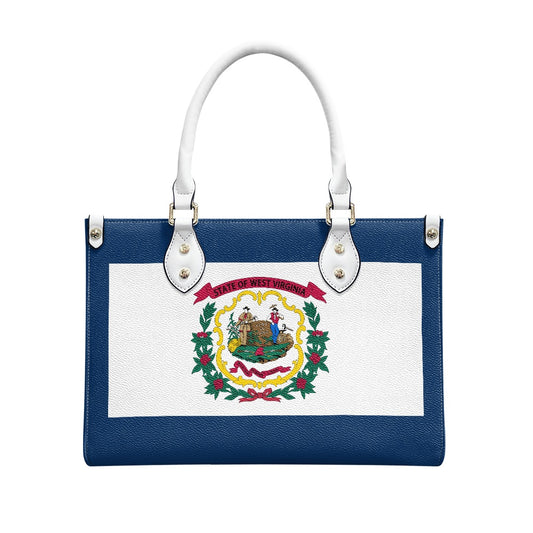 [Brand] handbag featuring West Virginia state flag design.