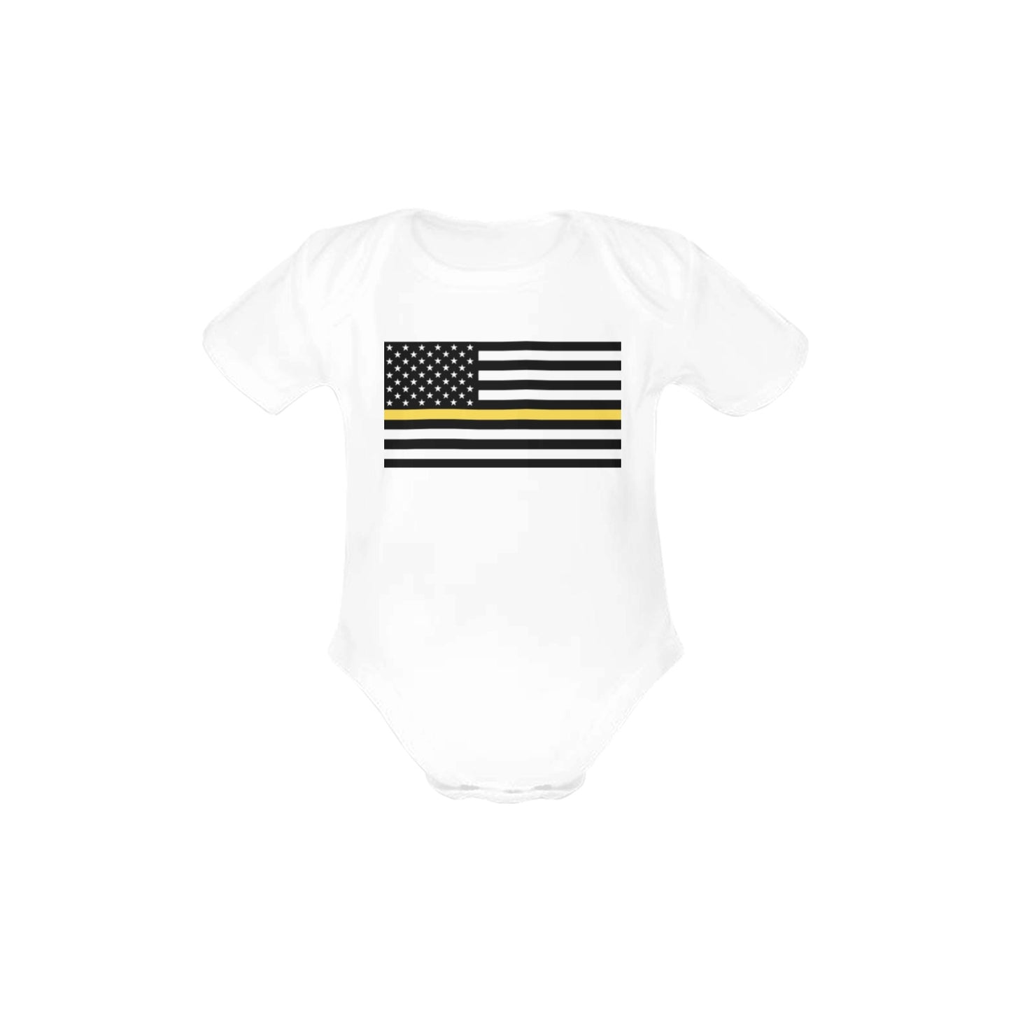Thin Gold Line Flag Baby Short Sleeve Unisex Bodysuits（Made in USA）
