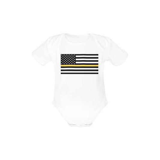 Thin Gold Line Flag Baby Short Sleeve Unisex Bodysuits（Made in USA）