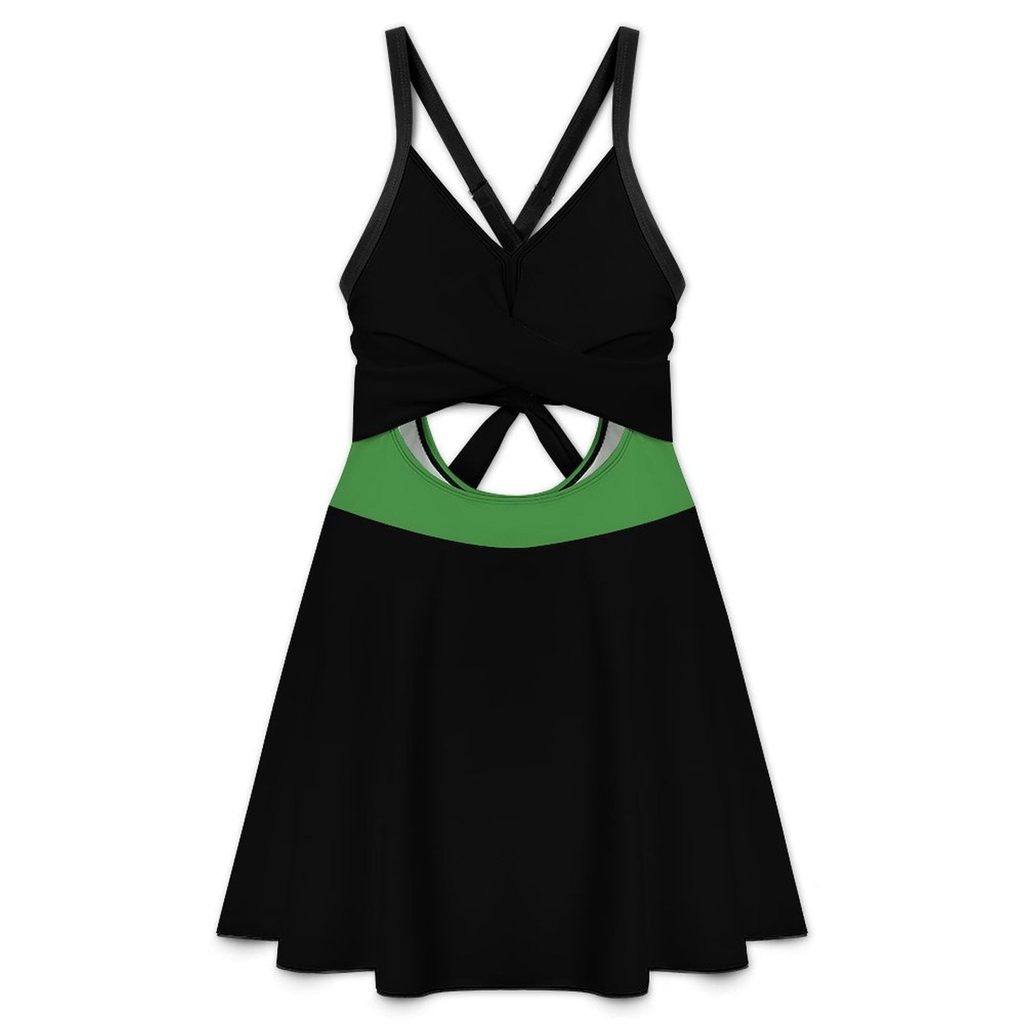 Thin Green Line Flag Inspired Style-2 Women's V-neck One-piece Swimsuit with Cutout