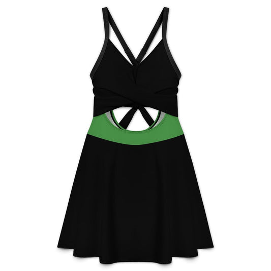 Thin Green Line Flag Inspired Style-2 Women's V-neck One-piece Swimsuit with Cutout