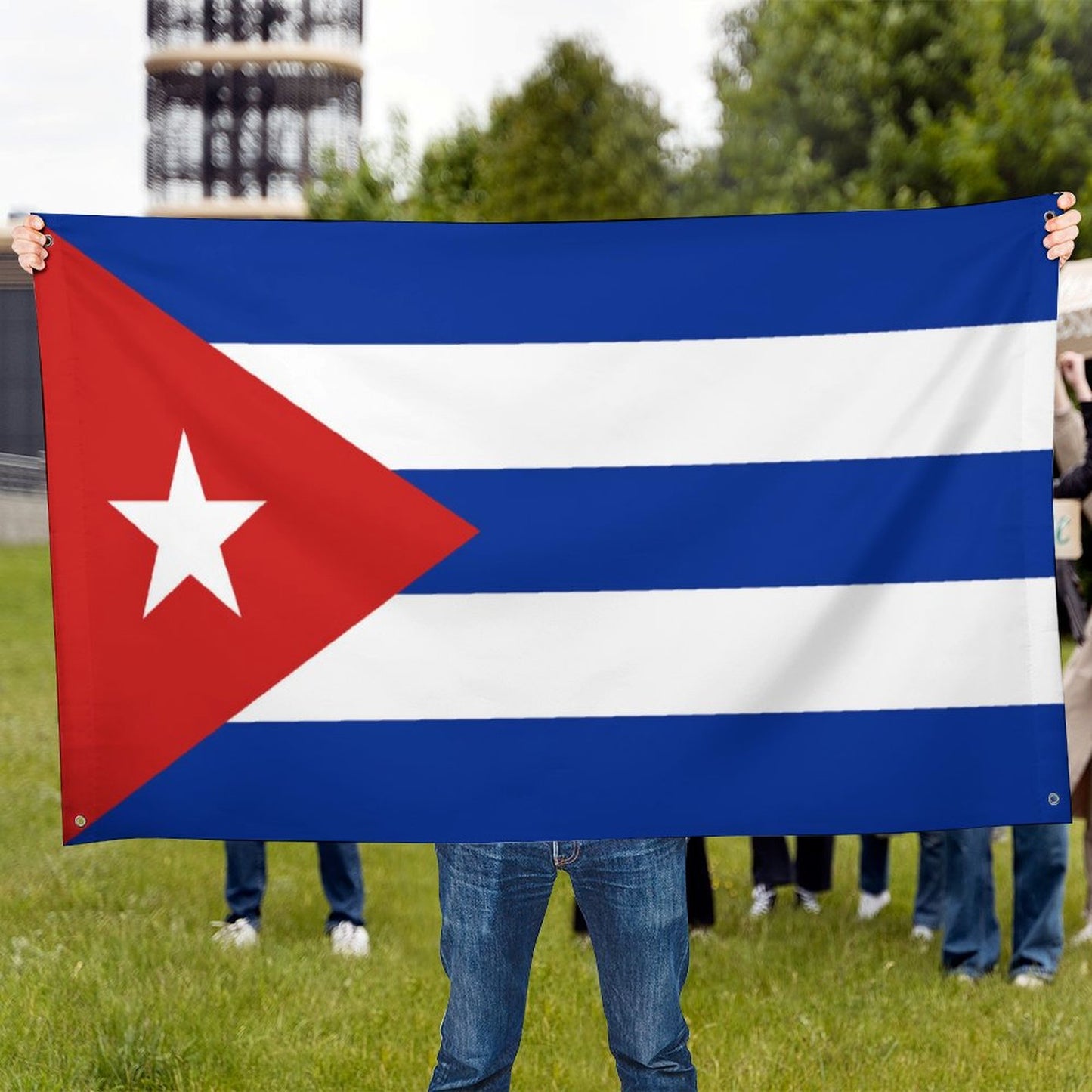 Cuba Flag Inspired Wall Mount Flag with Four Grommets (35x59 in)