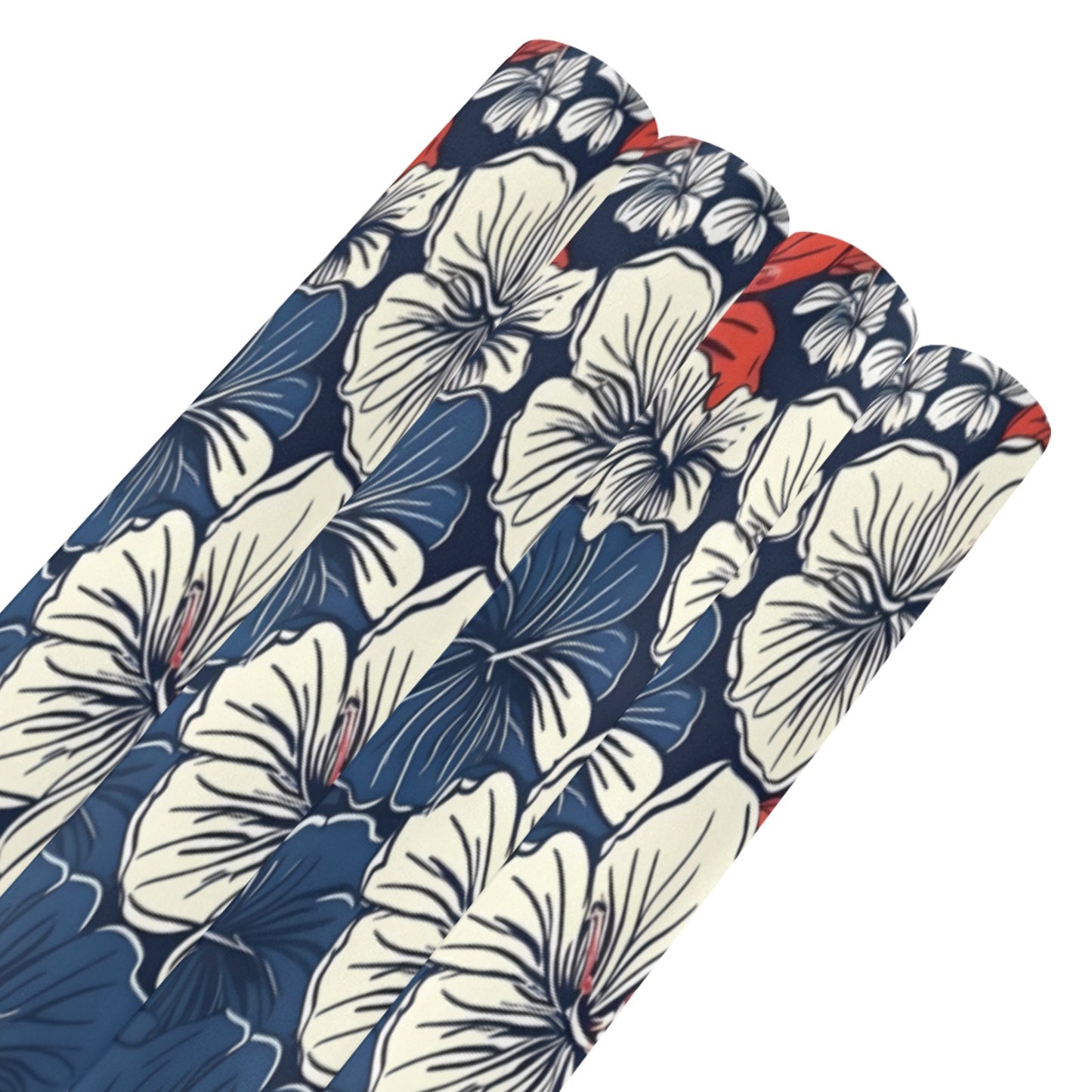 USA/American Flag Inspired Hawaiian Floral Pattern Custom Gift Wrapping Paper 58"x 22.5" (4 Rolls)