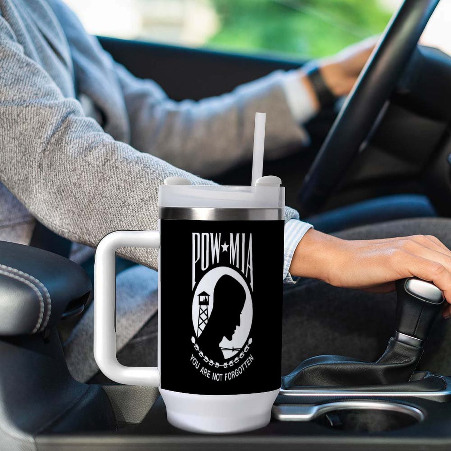 POW/MIA Flag Inspired 40 oz Stainless Steel Tumbler (Made in the USA)