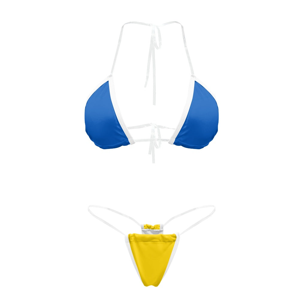 Ukrain Flag Inspired Transparent String Thong Bikini
