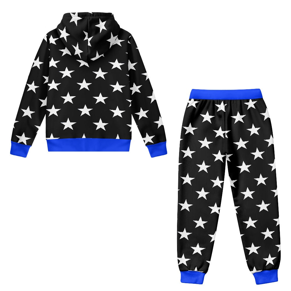 Thin Blue Line Flag Inspired Unisex Kid's Zippered Sportswear Suit