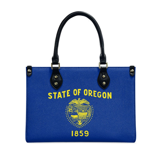 Blue handbag with Oregon state seal, [Brand] design, 1859.