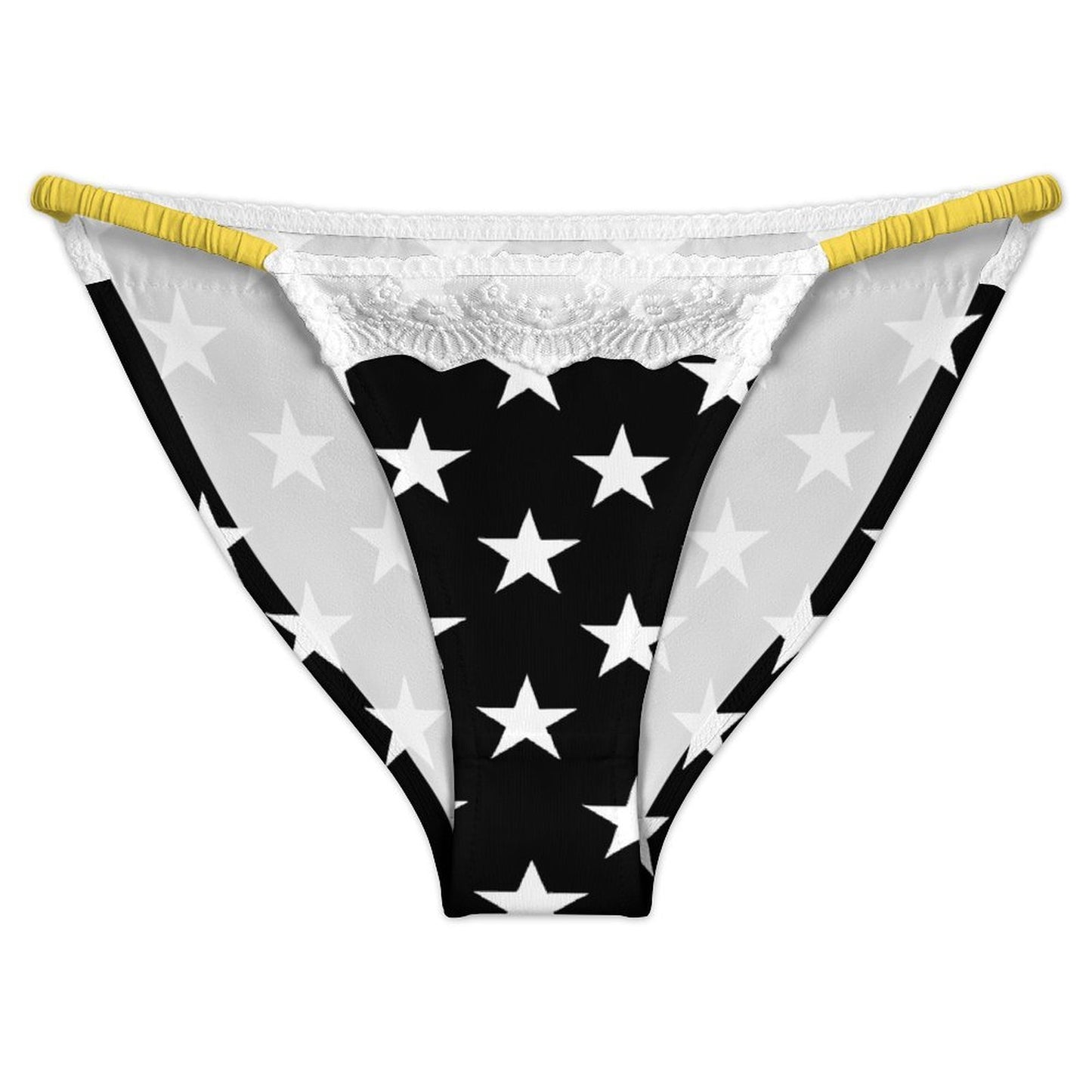 Thin Gold Line Flag Inspired Lace Trim Underwear
