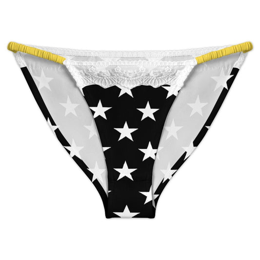 Thin Gold Line Flag Inspired Lace Trim Underwear