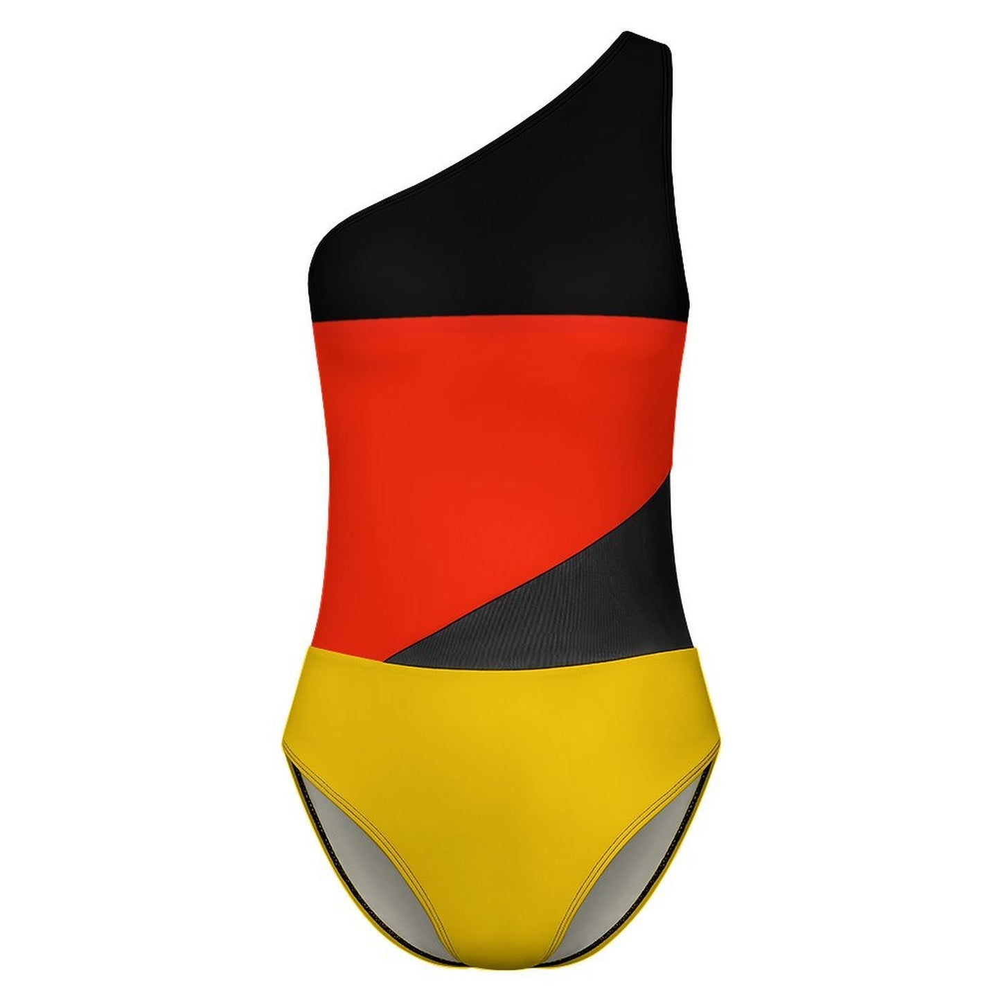 Germany Flag Inspired Women’s One-Shoulder Mesh Swimsuit
