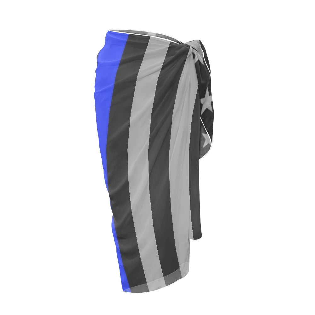 Thin Blue Line Flag Inspired (subdued) Bikini Cover-Up