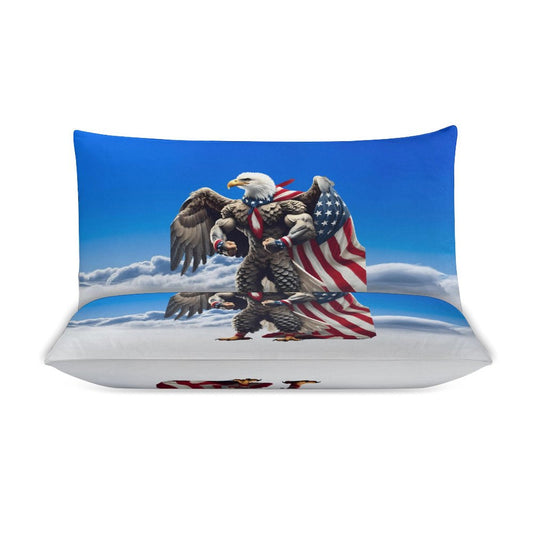 USA/American Flag Inspired Eagle with Cape On The Clouds 3-Piece Bedding Set (1 Duvet Cover + 2 Pillow Shams) – 102"×90"