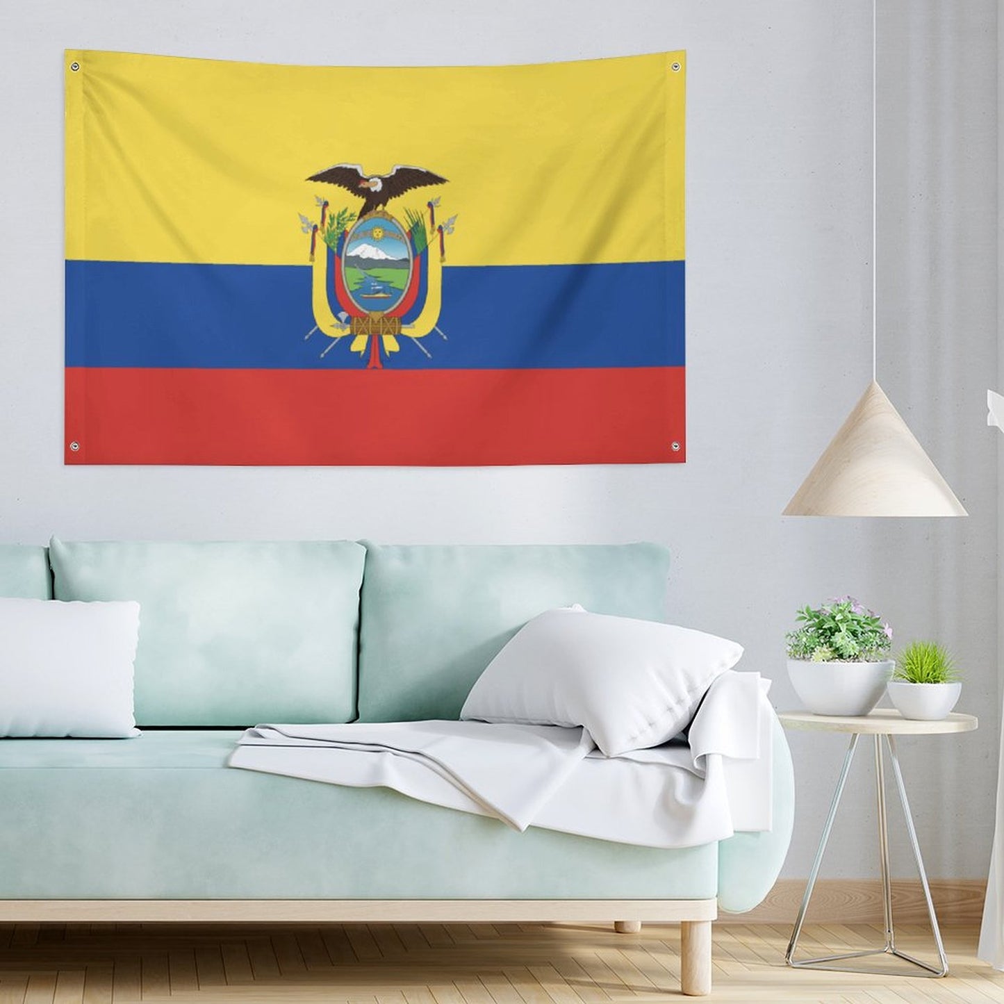 Ecuador Flag Inspired Wall Mount Flag with Four Grommets (35x59 in)